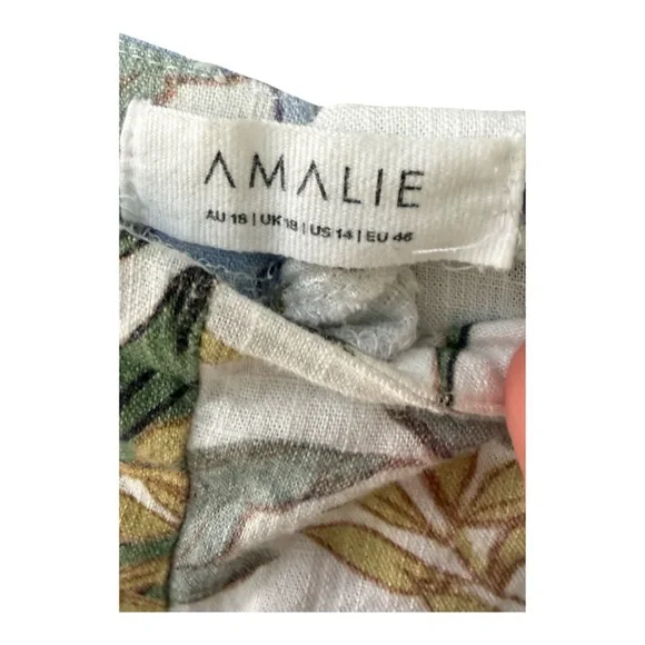 Amalie Leaf Print Trousers -size 14 - Picture 3 of 9